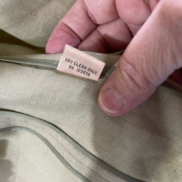 100% LINEN Trousers ETC New York women Sz 6 light green w/fringe shacket money - Picture 6 of 16